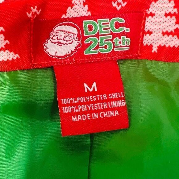 Dec. 25th Men's Medium Red & White Get Lit Christmas Long Sleeve Blazer Jacket - Picture 3 of 5